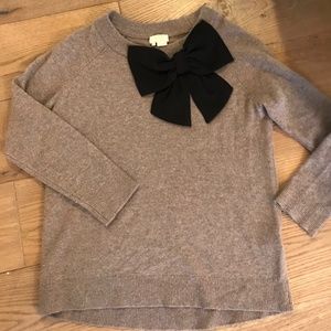 Kate Spade sweater in taupe with black bow